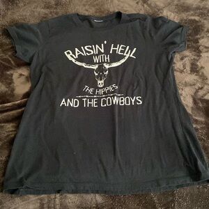 Black rasin' hell with the hippies and the cowboys shirt